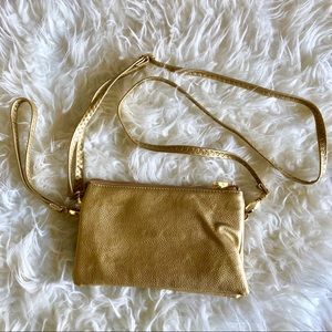 NWOT Gold Metallic Crossbody Bag